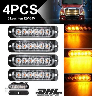 4X LED Auto Frontblitzer Orange Blitzlicht Warnleuchte LKW Strobe Licht 12V/24V