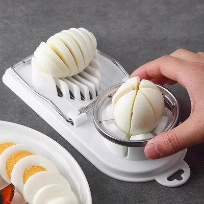 Multifunctional PP Base egg cutter 2-in-1 stainless steel wire pull egg cutter