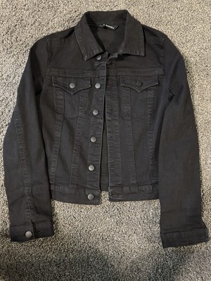 d.jeans Women s Black Button Front Denim Jacket w/ Pockets Long Sleeve Size S