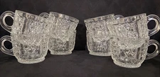 ✨ Vintage Duncan & Miller Button Panel Punch Dessert Cups Set of 8 Clear Glass