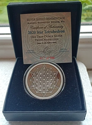 Rare "Sacred Geometry" 2020 Series 3 - 1oz Silver Proof Coins-STAR TETRAHEDRON - Image 1 of 2