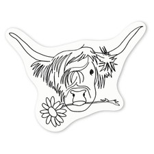 'Highland Cow With Flower' Decal Stickers DW022120 