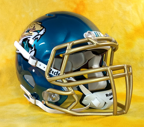 Jacksonville Jaguars SuPer Custom fullsize Riddell Speed football helmet Lg aqua - Picture 2 of 9