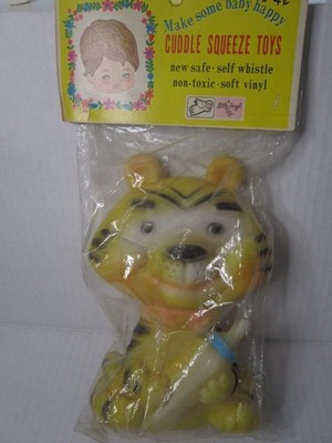 NOS Vtg 1970 CUDDLE SQUEEZE TOYS A Little Angel TIGER SQUEAK Toy NIP  6.75''