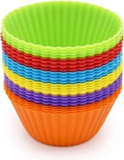 12 Reusable Silicone Baking Cups Cupcake Liners--Vibrant, Flexible Molds
