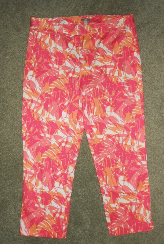 J.Jill Retro Capris, 12 Tall, Stretch Cotton, Orange, Coral, Pink, White