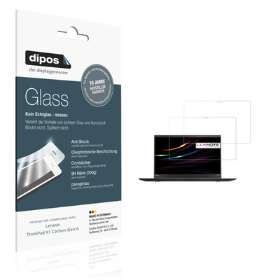 2x Schutzfolie für Lenovo ThinkPad X1 Carbon Gen 6 - Anti-Shock 9H Folie dipos