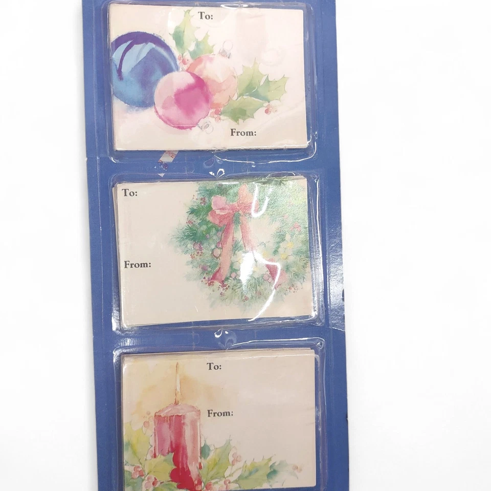 Etiquetas de regalo vintage de Navidad autoadhesivas NUEVAS stock antiguo, sin usar nuevas en paquete Foto 2 de 4