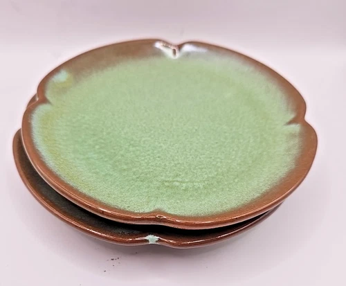 2 Frankoma Pottery 5E Plainsman Woodland Moss 6”  Bread, Dessert Plates