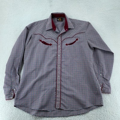 Vtg Kenny Rogers Shirt Men 17 35 Colorful Plaid Western Collar Pearl Snap USA