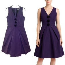 CAROLINA HERRERA Silk Lined Cocktail Dress 8 M Flare Sleeveless Knee Length Tea