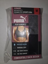 Puma Performance Women's Seamless Sports Bra 2 Pack Convertible Back MEDIUM NEW