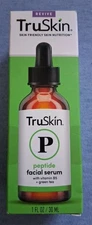 TruSkin P Peptide Facial Serum With Vitamin B5 + Green Tea 1fl.oz./30ml New