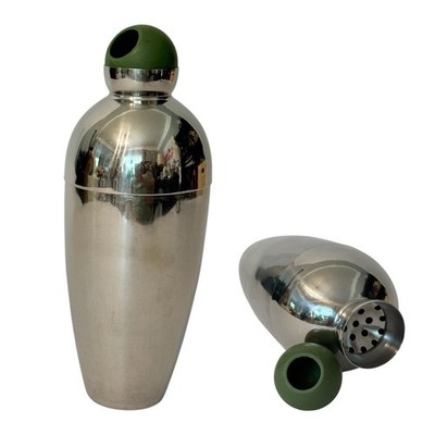 Vintage Michael Graves Art Deco Design Stainless Steel Olive Cocktail Shaker HTF