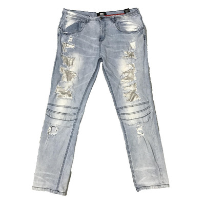 Encrypted Jeans Mens 42x34 Skinny Distressed Sequin Stretch Denim E921530-LW-Q5