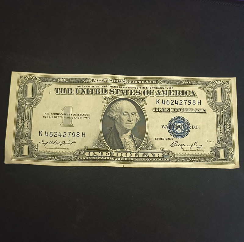 Series 1935E $1 Silver Certificate Blue Seal Note Serial K46242798H