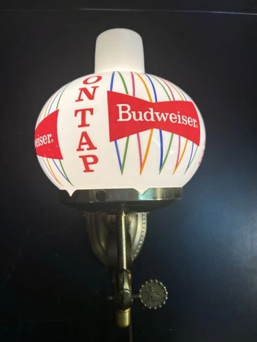 Vintage Budweiser Milk Glass Globe Wall Sconce Light Lamp Beer Bar Sign 50s 60s