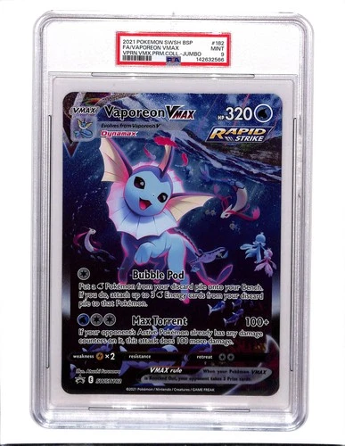 2021 Pokemon Sword & Shield Vaporeon VMAX Jumbo Black Star Promo #SWSH182 PSA 9