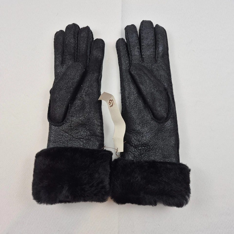 Guantes UGG para mujer de piel de oveja de piel de oveja S puño giratorio de piel negra nuevos con etiquetas WPL9522 Foto 3 de 4