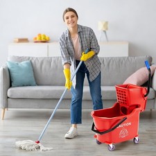 For Portable 32L Commercial Mop Bucket With Wringer Shop Restaurant W/ Wheel UK