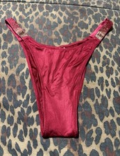 Victoria  s Secret Red Lacquer Scattered Rhinestones Strap Thong OR Brazilian NWT
