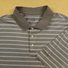 Walter Hagen Golf Men's 2XL Hydro-Dri 3-Button Collar Polo Shirt Brown Stripe