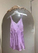 Victoria's Secret Satin and Lace Chemise Slip Dress Lilac Nightgown, Size XS