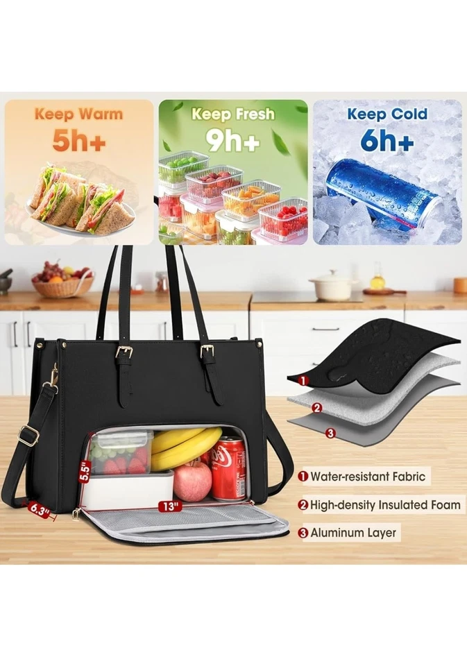 Laptop Bags for Women with Insulated Leakproof Lunch Compartment 15.6 Inch - Image 3 of 4