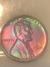 1941 Lincoln Wheat Cent Penny rainbow toned AU