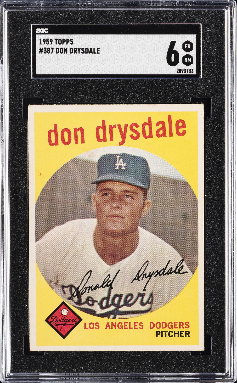 1959 TOPPS #387 DON DRYSDALE SGC 6