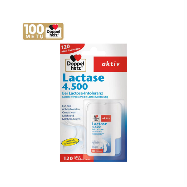 DOPPELHERZ Aktiv Lattasi 4.500 Integratore Alimentare Lattosio Intollerante 120