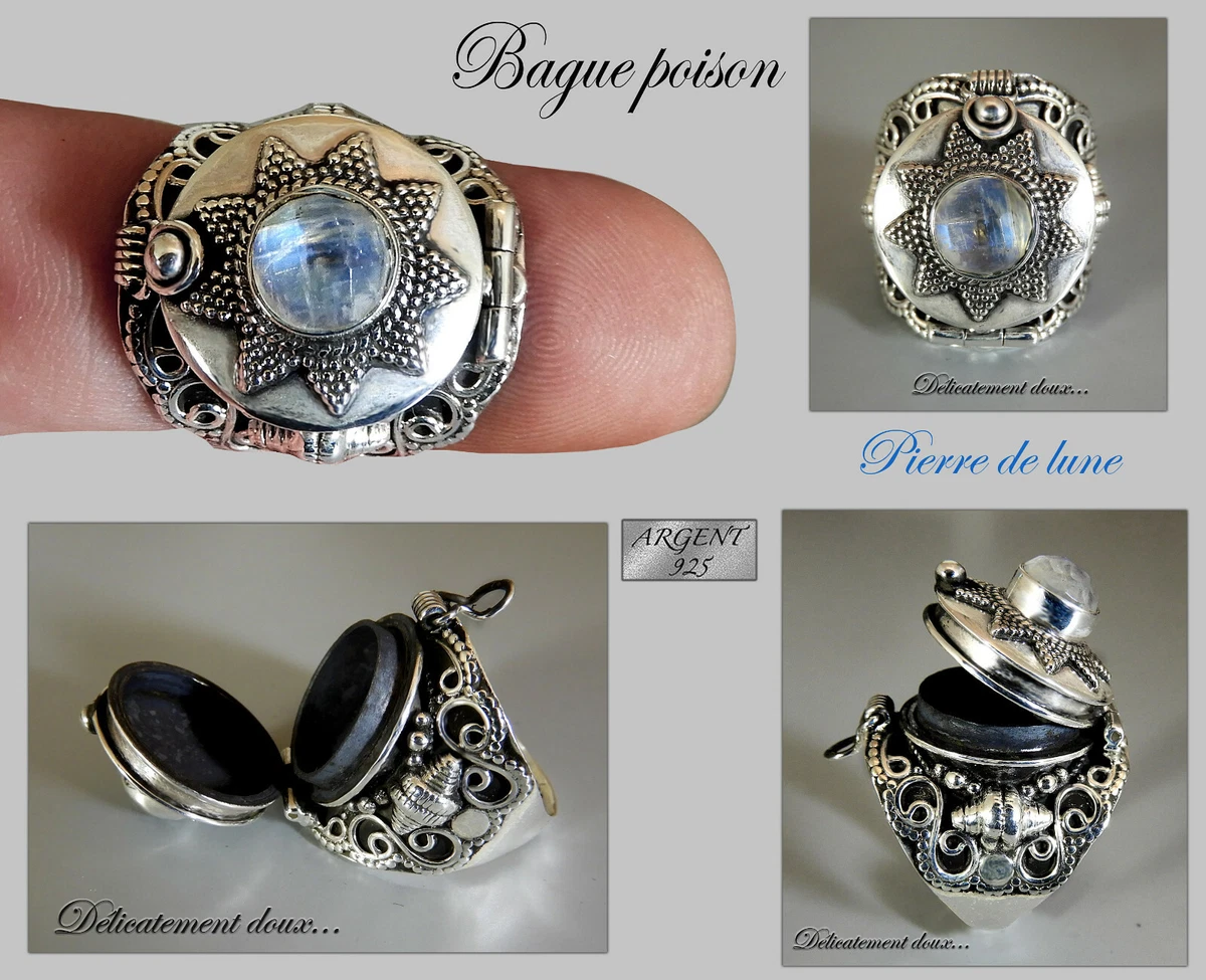 Tr s Belle Bague POISON en Argent 925 et PIERRE DE LUNE BA AR