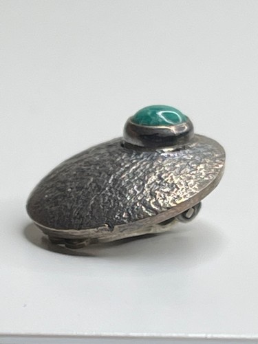 Vintage Modernist Gustav Hauber German 835 Silver Turquoise Clip On Earrings - Picture 9 of 13