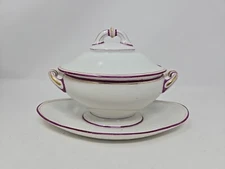 Old Paris Porcelain Tureen C. 1840s Attached Undertray 9 1/4"x 5 1/2"