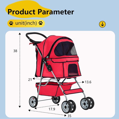 Elegant Folding Pet Stroller for Small Dogs & Cats - Reliable Travel Companion - Picture 9 of 9