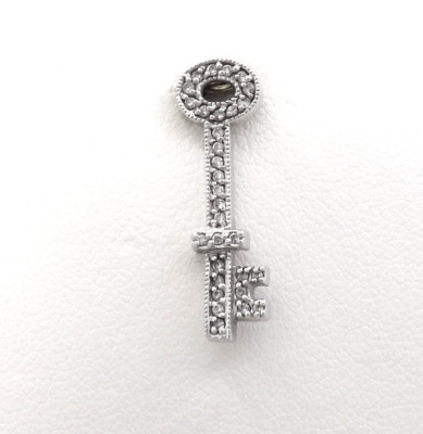 14K Weißgold Diamant Skelett Schlüssel zu meinem Herzen Erfolg Charm Anhänger 2gr