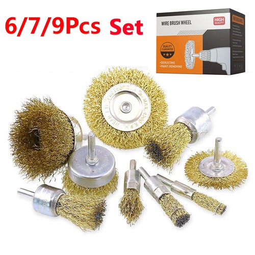 6/7/9Pcs Steel Wire Brushs Kits Removal Rust With Handle Bowl For Electric Drill