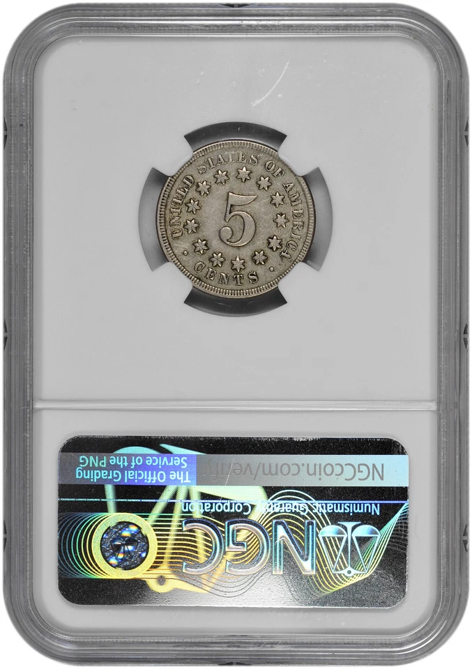 1869 Reverse Of 67 5C Shield Nickel NGC AU 50 - Image 2 of 2