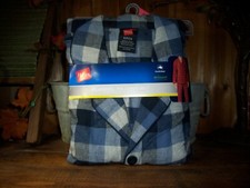 HANES SOFT FLANNEL MENS PAJAMA SET SIZE SMALL 34-36 BLUE PLAID BUTON UP COTON