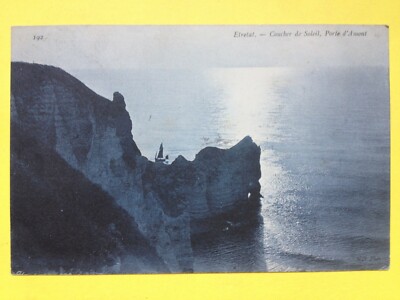 cpa ETRETAT (Seine Maritime) SONNENUNTERGANG, PORTE d'AMONT