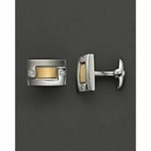 Dolan Bullock Men's Stainless Steel 18K Gold Diamond Cuff Links - Image 2 of 2