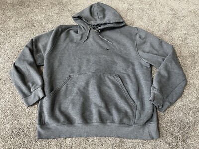 Vintage Nike Hoodie Mens Large Gray Essential Swoosh Sweatshirt Sweater Hip Hop