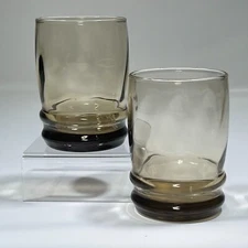 Set of 2 Vintage Libbey Brown Smoke 3.5" Glasses