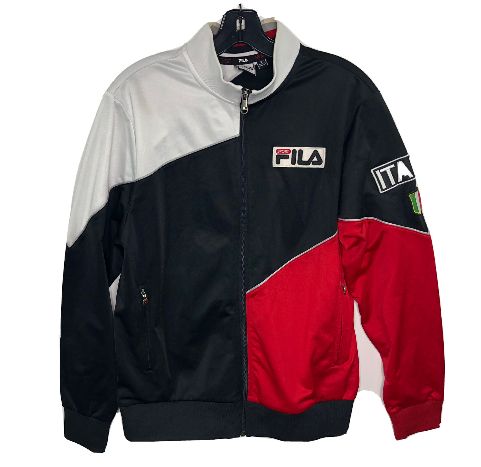 Giacca Vintage Fila Sport Italia Calcio Calcio Pista Full Zip Rosso Blu Sma