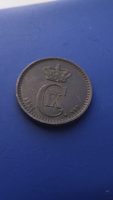 Danmark, mønter, 1897, 1 øre 1897 flot mønt