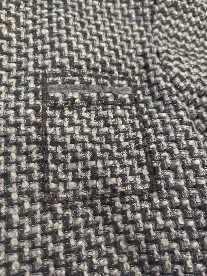 Olsenboye Tweed Blazer Jacket Size M womens Floral Lined Black Gray Weave Fabric - Image 2 of 4