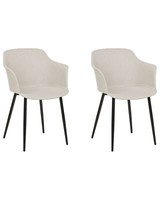 Esszimmerstuhl 2Er Set Stoffbezug Beige Metallbeine Schwarz Retro-Stil Elim