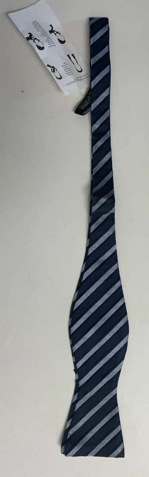 Pajarita Hombre Azul Seda Negro Rayas AUTOCORBATA Pajarita Foto 3 de 4