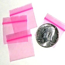 100 Pink Apple Baggies 1.25 x 1" Mini Zip Bags 12510