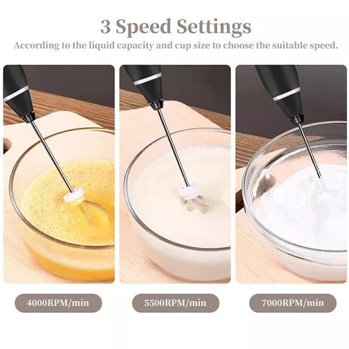 Rechargeable Electric Milk Coffee Frother Whisk Egg Beater Handheld Frappe Mixer - Picture 6 of 18